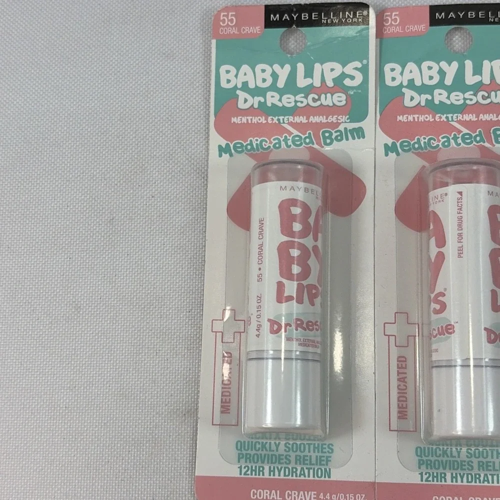 Maybelline Baby Lips Medicated Lip Balm Lot of 3 New Sealed Dr Rescue Coral Cave